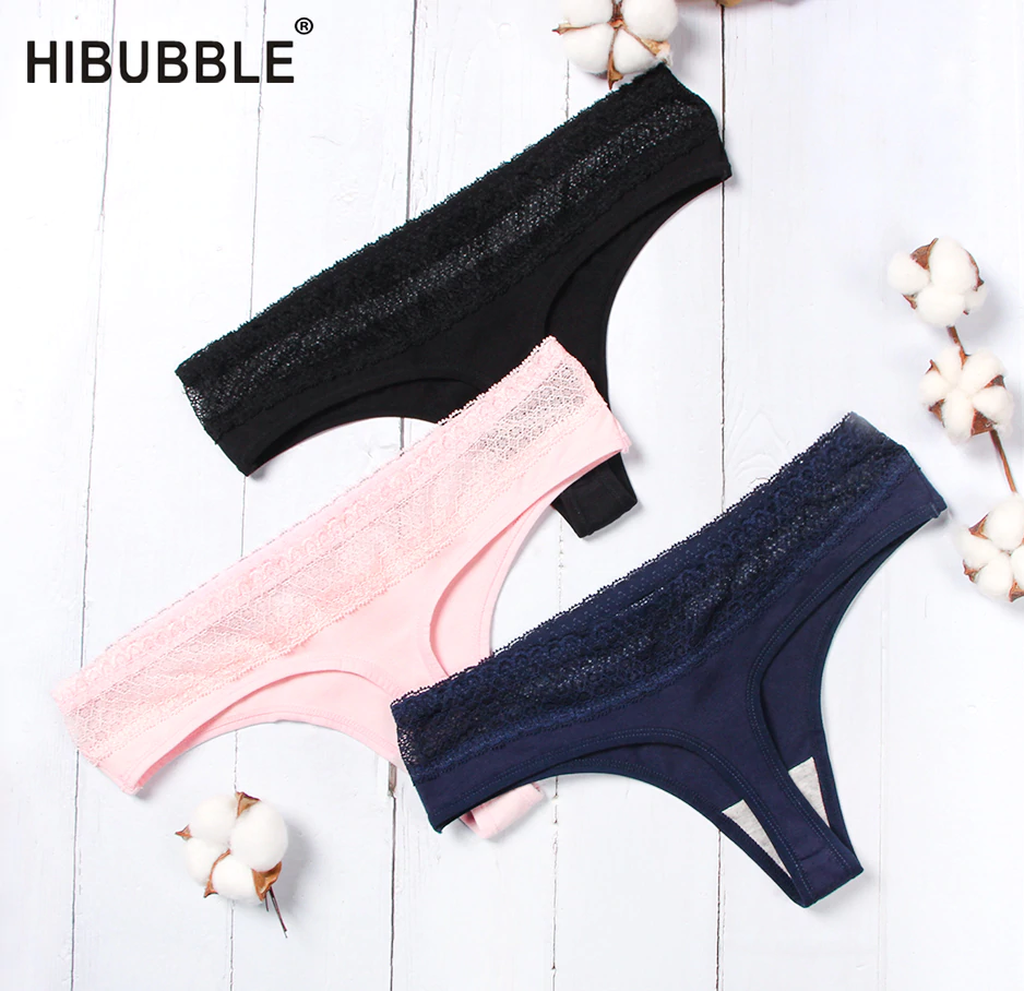 Stringi damskie z koronką bawełniane 040