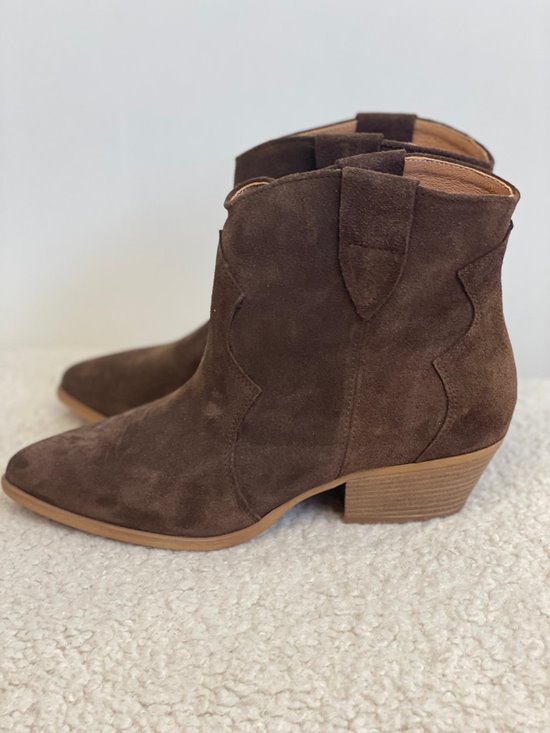 Botki damskie 0074 Brąz welur Outlet