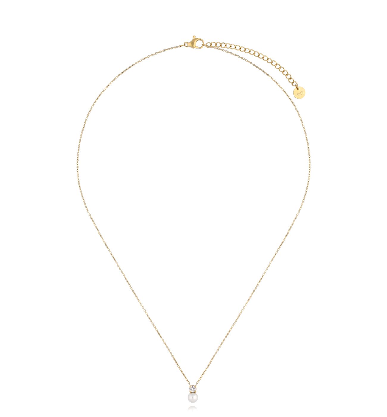 Naszyjnik złoty z perełką i cyrkonią Pearl's Whisper NSA1226