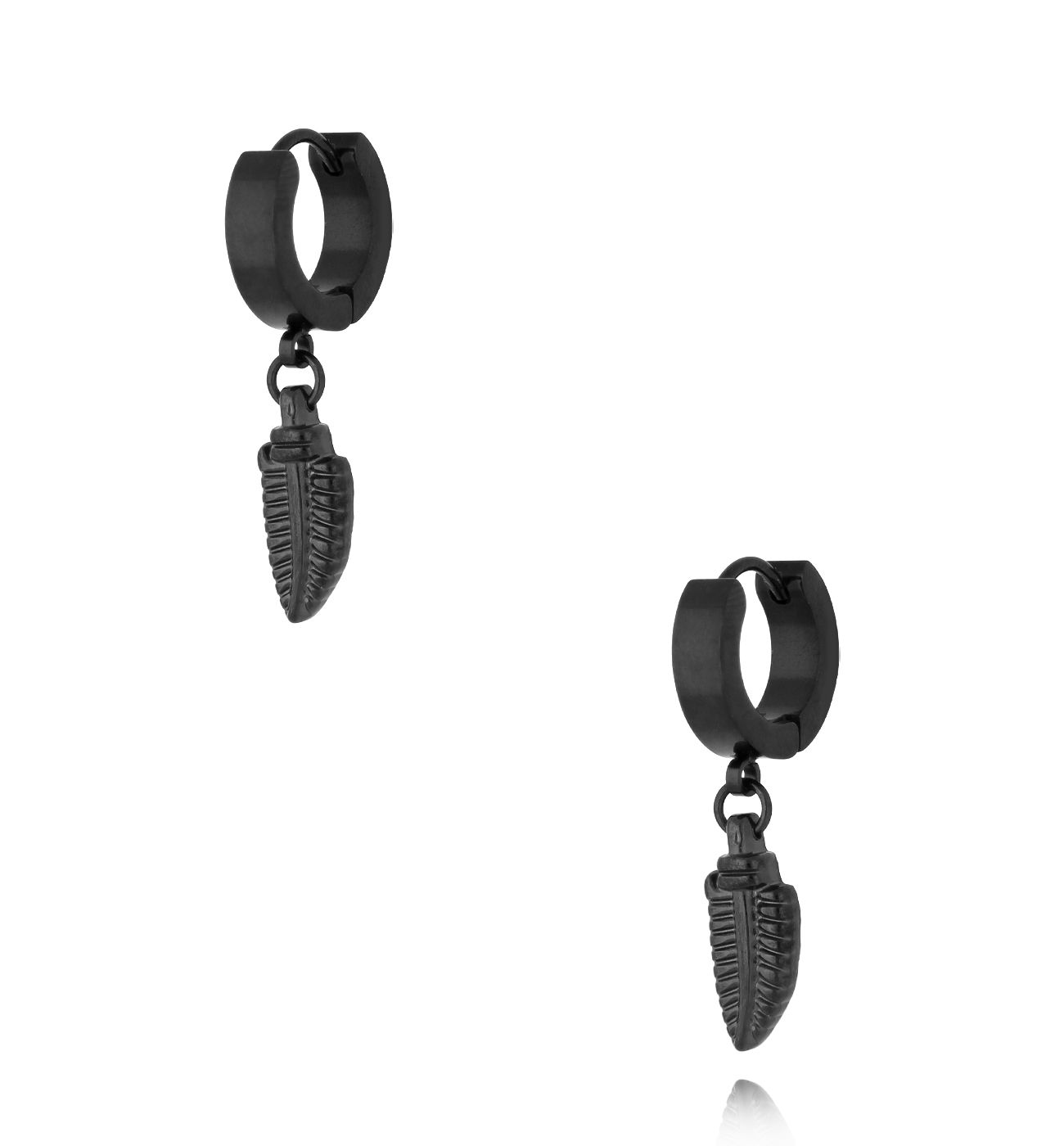 Kolczyki czarne okrągłe z ostrzem Banki KMITC0065