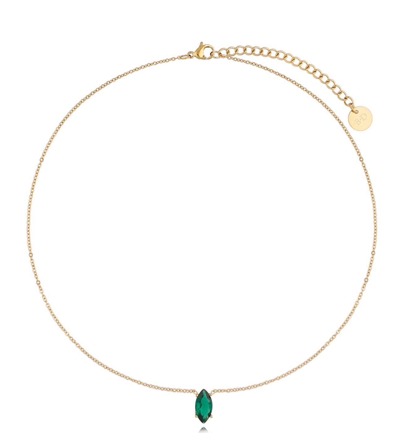 Naszyjnik złoty z zielonym kryształkiem Merlin NSA0689