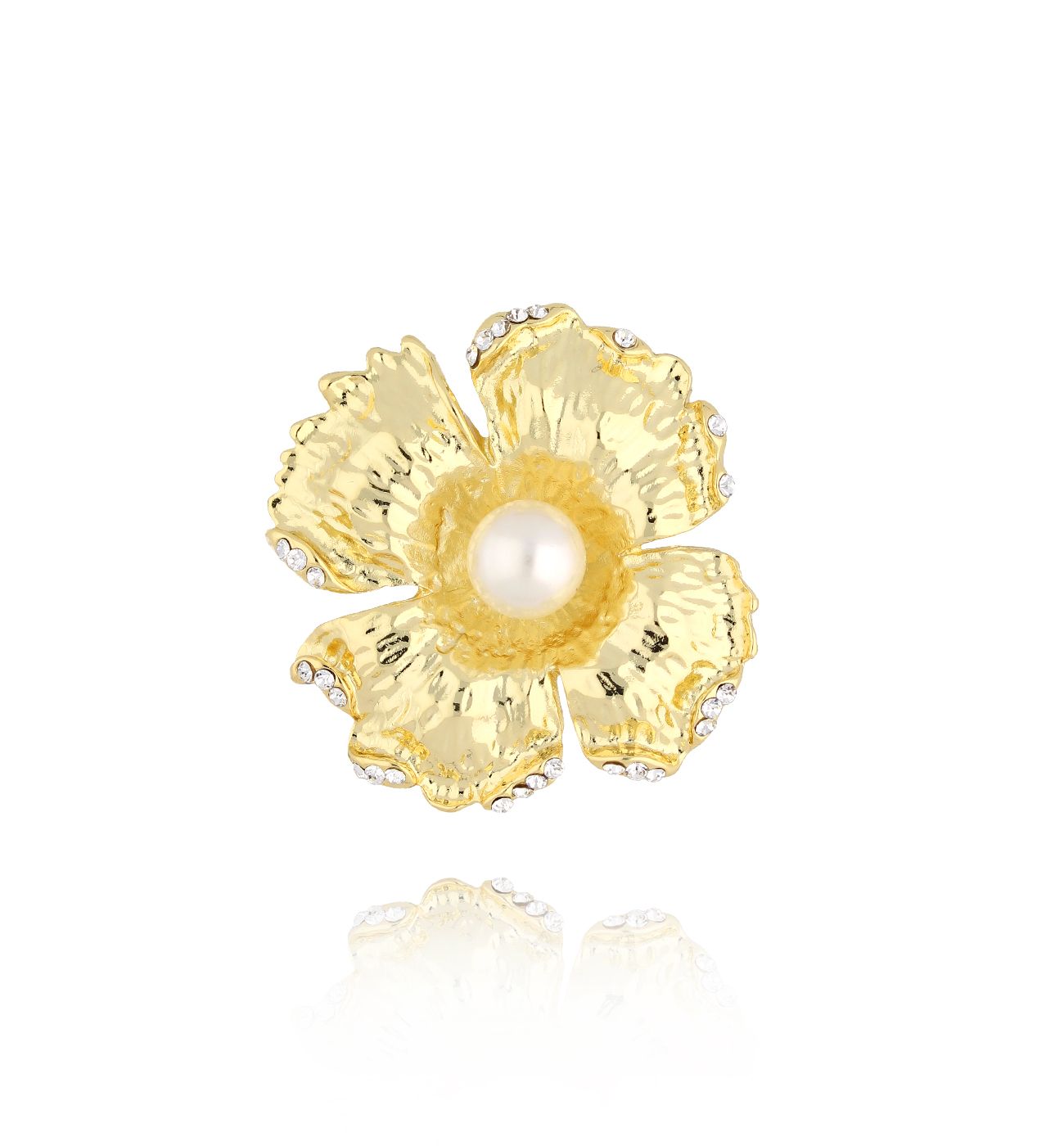 Broszka złota z kwiatem Beautiful Flower BRSS0110 - By Dziubeka