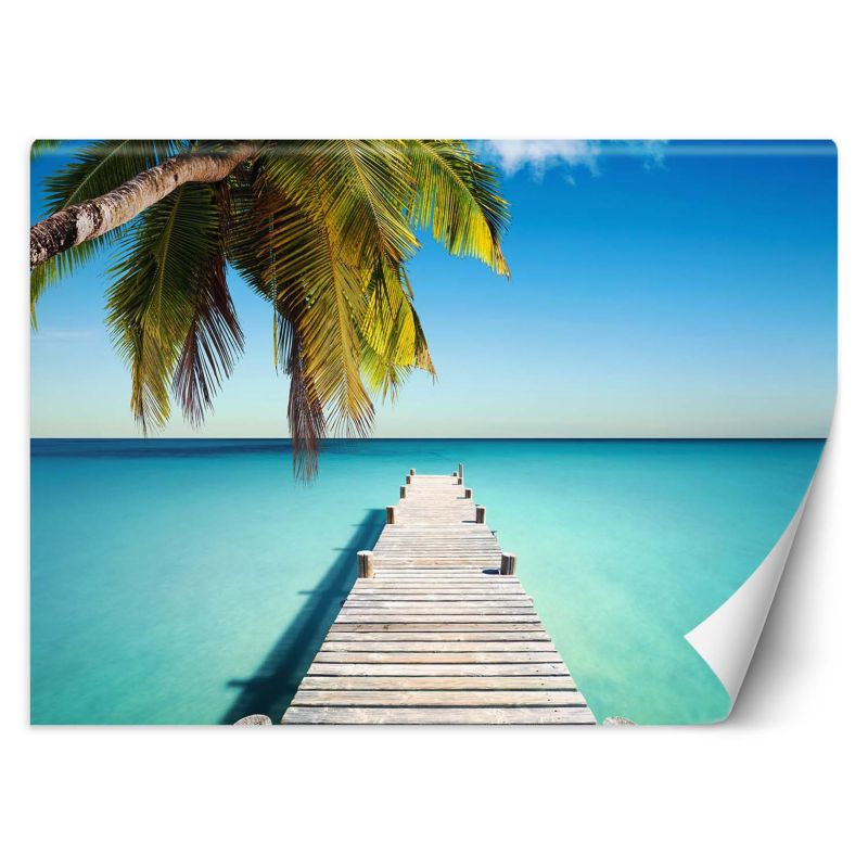 Fototapeta Feeby Tropikalna plaża palmy pomost natura 200x140 1 szt