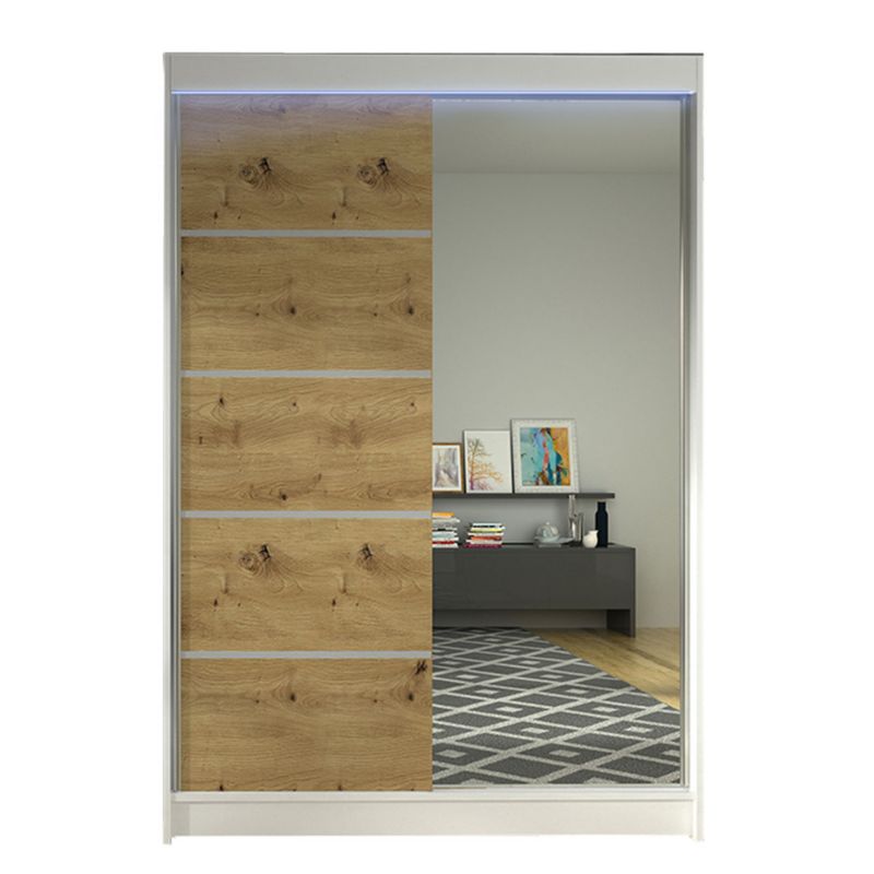 Szafa MIRJAN 24 z drzwiami przesuwnymi Lino III z oświetleniem RGB biały/dąb artisan 1 szt.