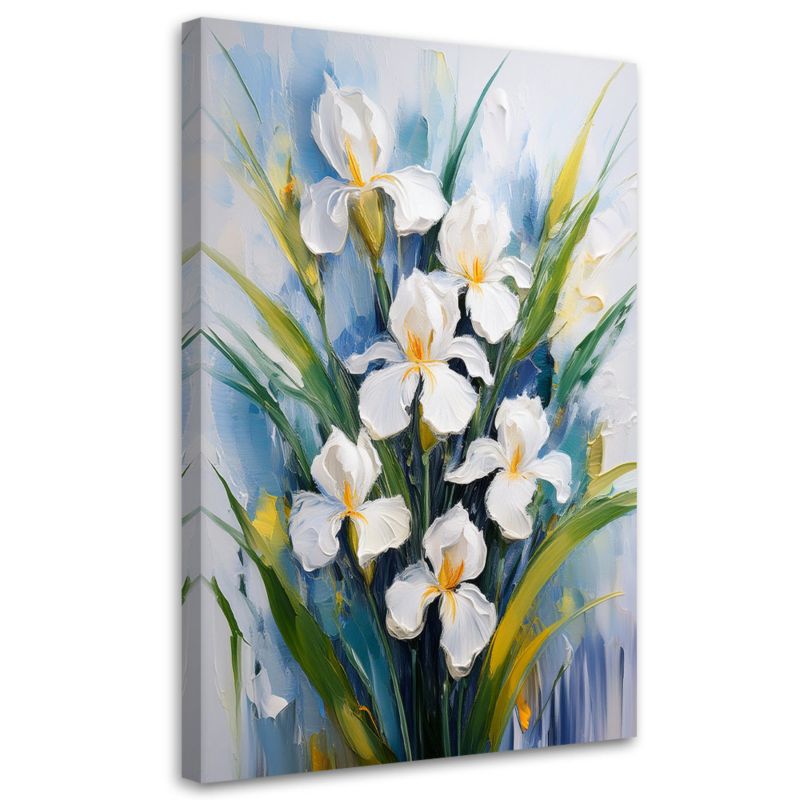 Obraz na płótnie Feeby Białe Irysy Kwiaty Malowane 60x90cm 1szt