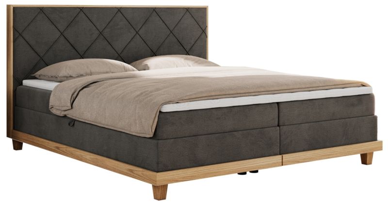 Łóżko kontynentalne MKS Meble CAICOS 160x200 H4 ciemnoszary welwet 1szt.