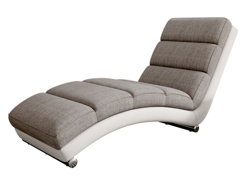 Szezlong MIRJAN 24 wypoczynkowy Holiday biała ekoskóra/ciemnobeżowa plecionka 1 szt.