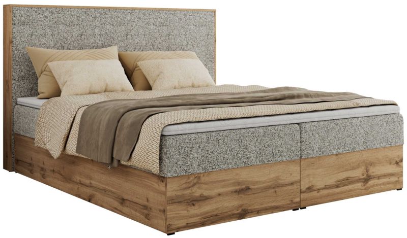 Łóżko kontynentalne MKS Meble WOOD CLASSIC 160x200 H4 beżowy struktura 1 szt.