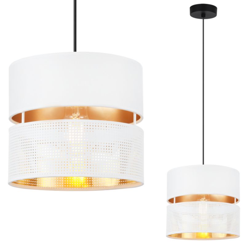 Lampa sufitowa wisząca Light Home LH Asti Duo 1x E27 60W klosz 20cm biały podstawa czarna 1szt.