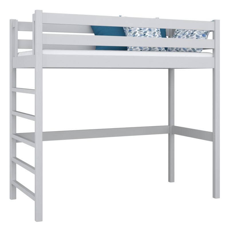 Drewniane łóżko na antresoli N-WOOD N01 90x180 popielaty 1 szt.