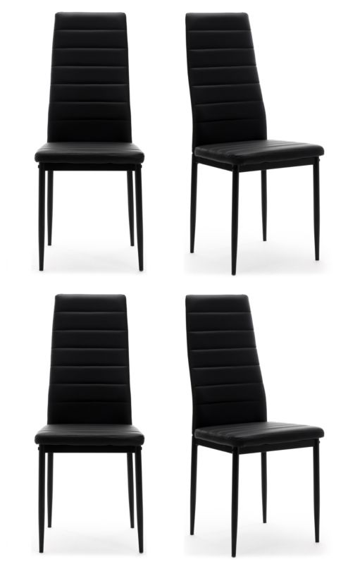 Krzesło tapicerowane New Home FADO czarne ekoskóra zestaw 4 szt.