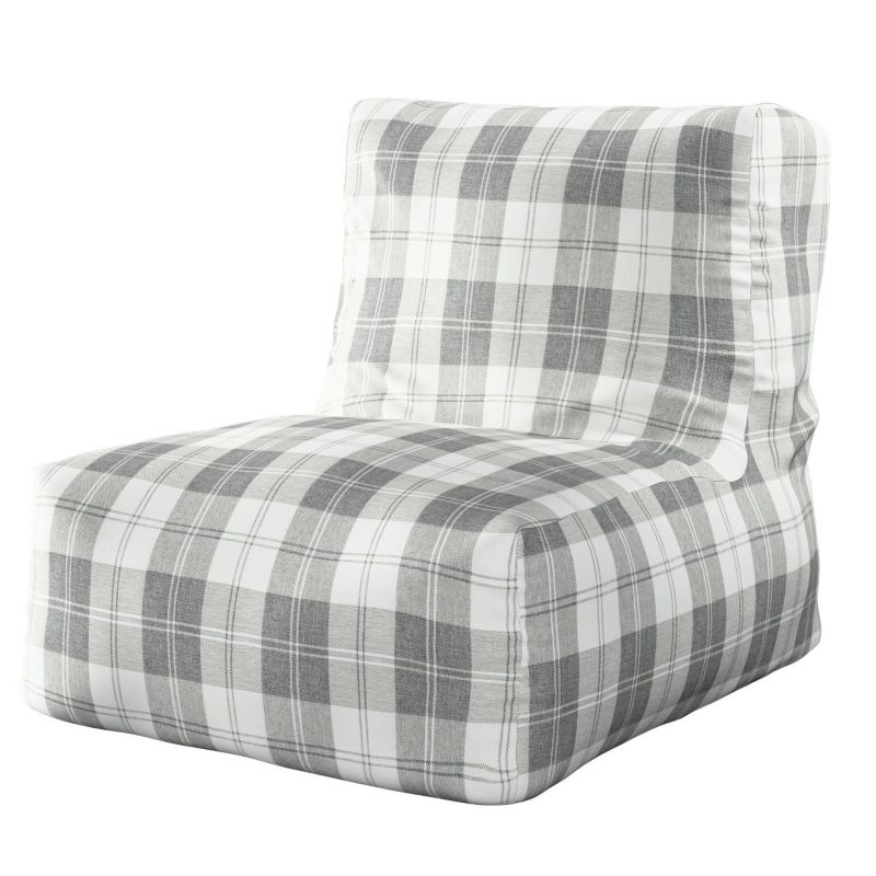 Pufa- fotel Dekoria 67 x 31 x 75 cm krata szaro-biała 1 szt.