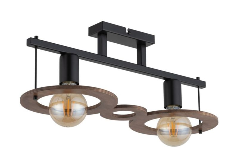 Lampa sufitowa wisząca Sigma Lighting Coffee 1727 czarna-ciemne drewno dekoracyjna 2xE27 x 1 szt.