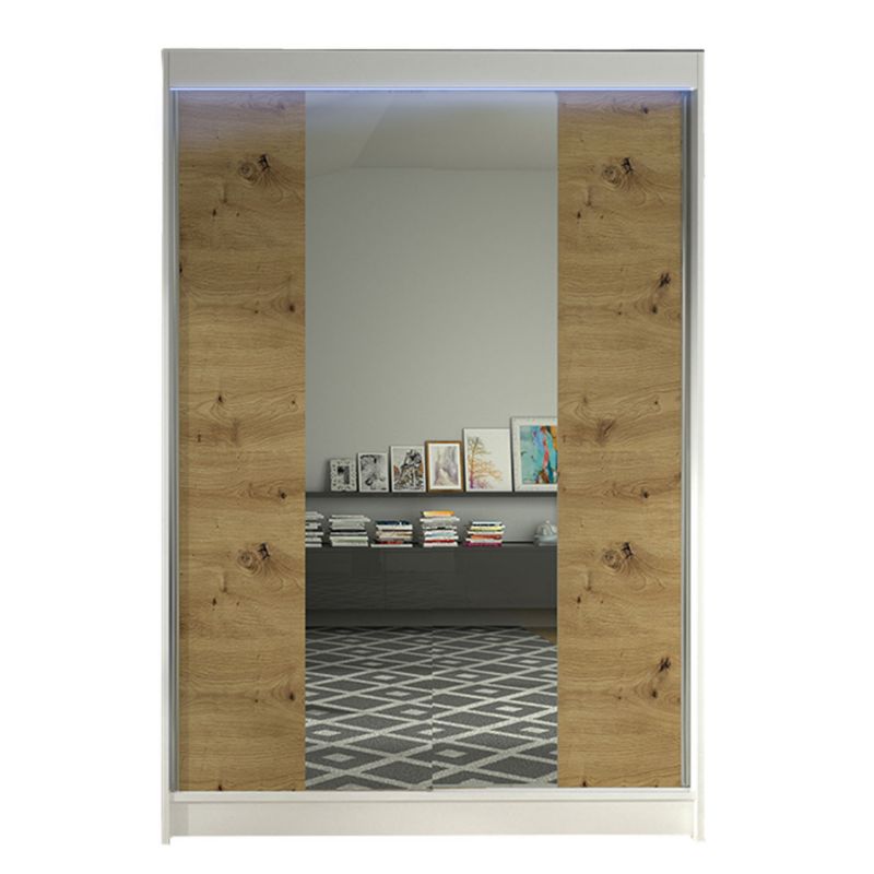 Szafa MIRJAN 24 z drzwiami przesuwnymi Lino II z oświetleniem RGB biały/dąb artisan 1 szt.