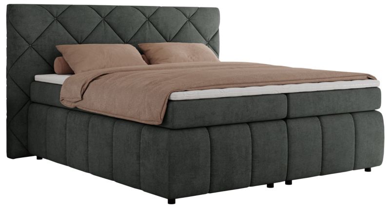 Łóżko kontynentalne MKS Meble RITA 140x200 H3 ciemnoszary struktura 1szt.