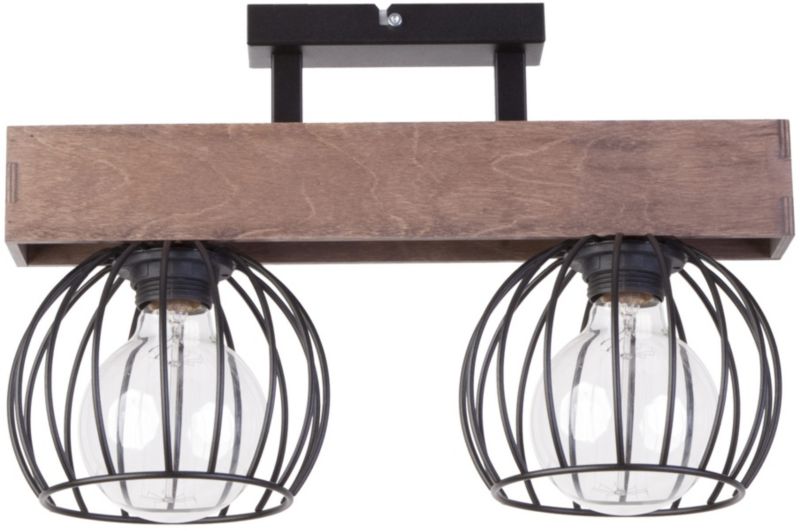 Lampa sufitowa wisząca Sigma Lighting Milan 3538 czarna-ciemne drewno dekoracyjna 2xE27 x 1 szt.