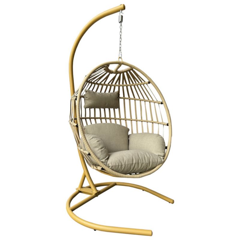 Fotel Wiszący Mirpol 1 os Ogrodowy Kokon Stal Malowana Proszkowo, Beżowy 1 szt.