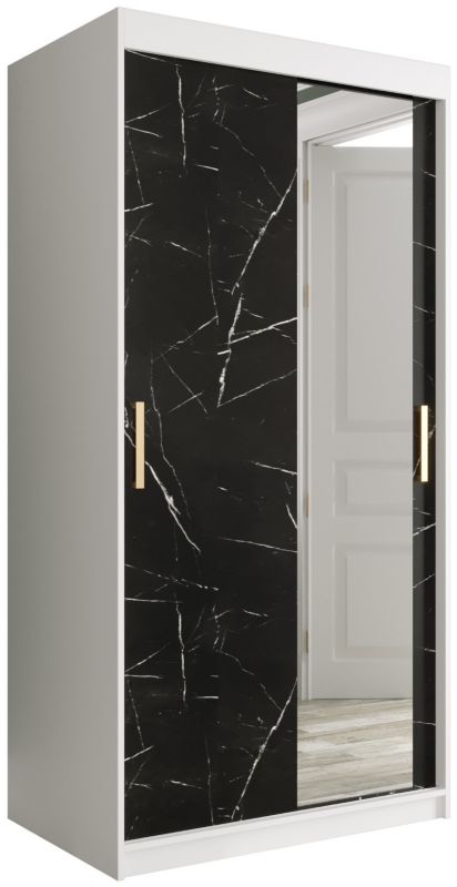 Szafa przesuwna Garderoba Abiks Marmur T2 100 biały + czarny 1 szt.