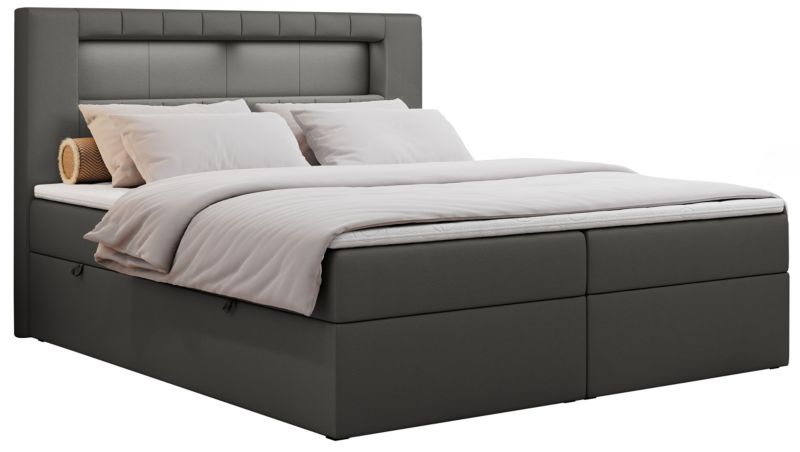 Łóżko kontynentalne MKS Meble GOLD 5 160x200 H4 Ciemnoszary ecoskóra 1szt.