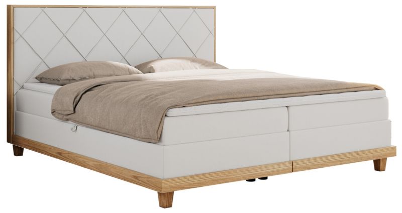 Łóżko kontynentalne MKS Meble CAICOS 140x200 H4 biały ekoskóra 1szt.