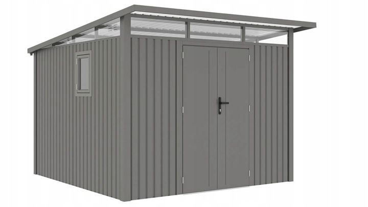 Domek Ogrodowy Hardmaister Narzędziowy Stal PORTLAND Blaszak Szopa 289x318cm Szary 1 szt