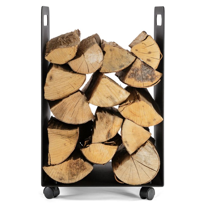 Kosz na drewno Darco prosty mobilny czarny