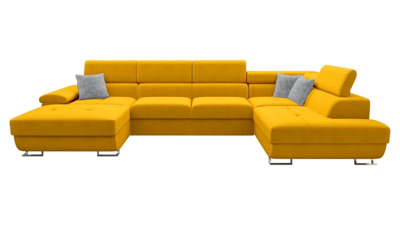 Narożnik MIRJAN 24 do salonu Cotere Bis Premium prawy żółty/żółty/srebrny plusz szenilowy 1 szt.