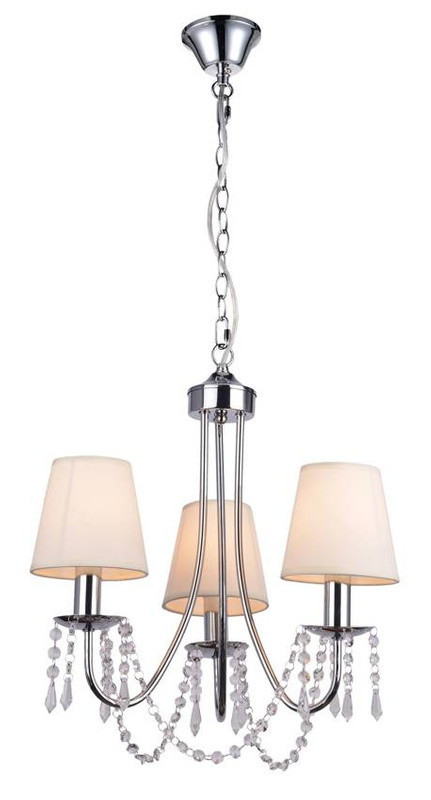 Lampa wisząca chromowa beżowa żyrandol 3x40W Ruti