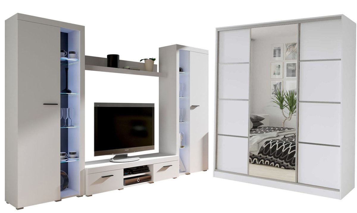 Meblościanka do salonu SAMBA BIG Szafa z lustrem TOP 200