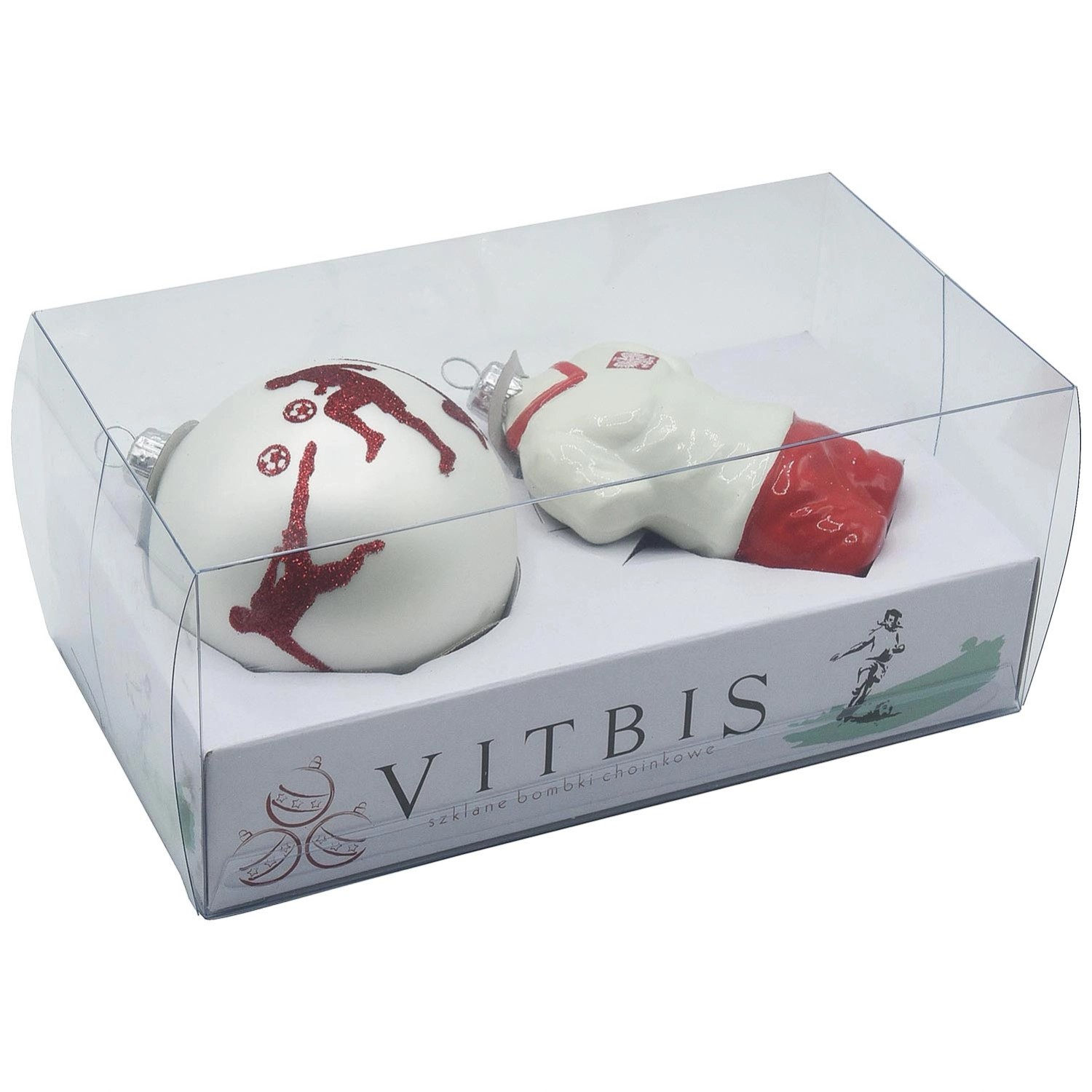 Bombki szklane piłkarskie śr. 8 cm, mix - 2 szt.