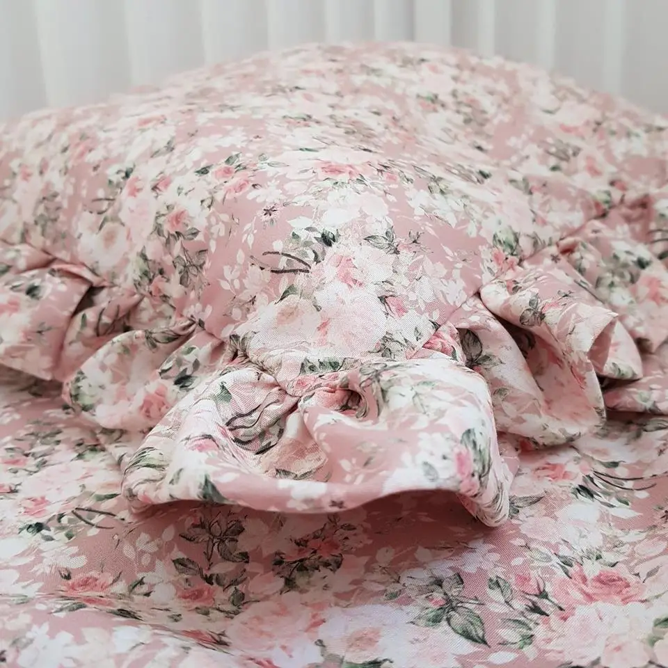 Komplet pościeli Dusty Rose z falbanką i wypełnieniem 100x75cm