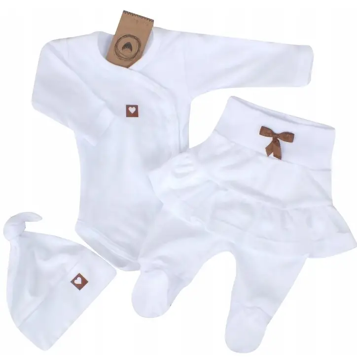 3CZ BAWEŁNIANY KOMPLET Z FALBANKĄ BIAŁY ZZ - 56