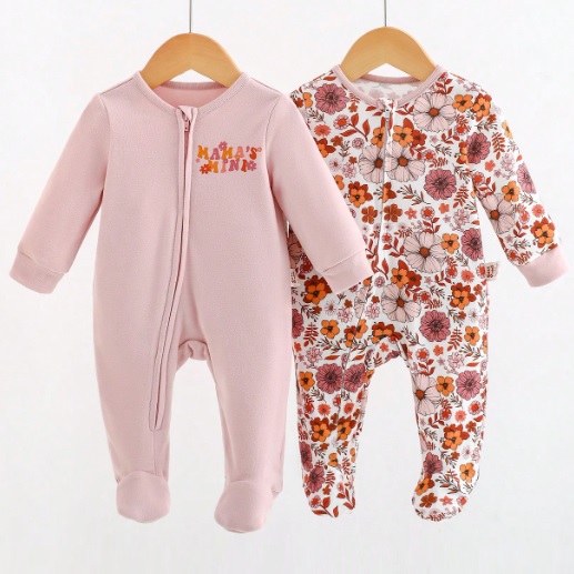 Zestaw 2 pajacyków niemowlęcych Róż i Kwiatuszki NS