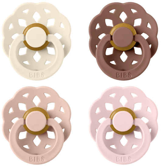 BIBS BOHEME ROUND zestaw 4 szt smoczków niemowlęcych, rozmiar 6-18 miesięcy BBTB