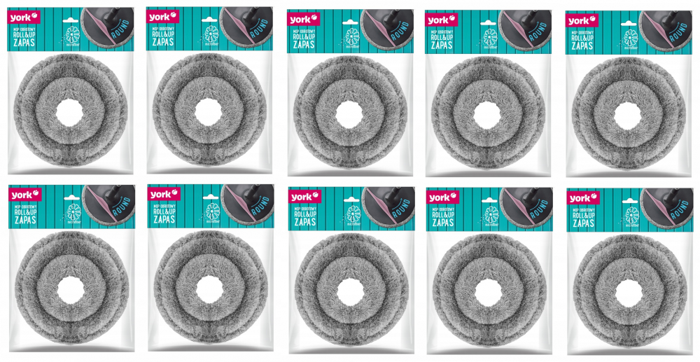 10x Mop obrotowy York Roll&up, końcówka, szary