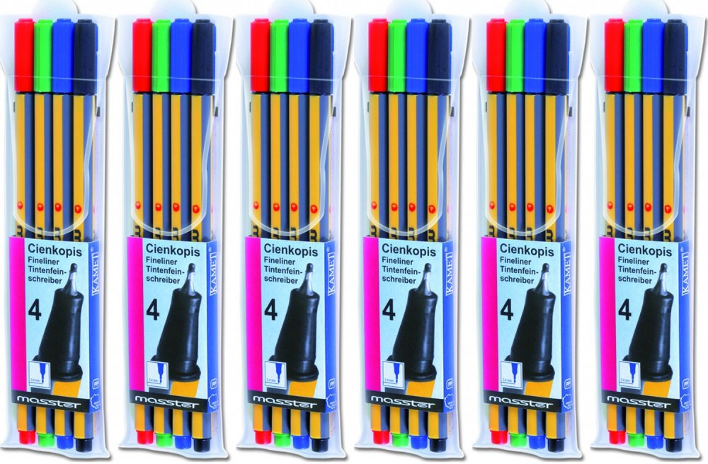 6x Cienkopis Kamet Masster, 0.4mm, 4 sztuki, mix kolorów