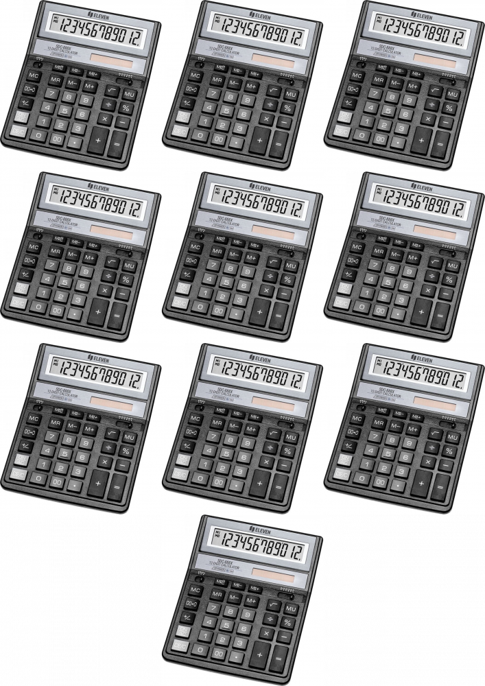 10x Kalkulator biurowy Eleven SDC-888XBK, 12 cyfr, czarny