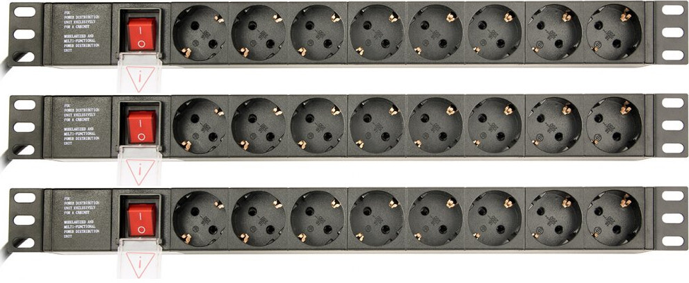 3x Listwa zasilająca rack (PDU) Gembird EG-PDU-014, 3m, 8 gniazd Schuko, wtyk Schuko, czarny