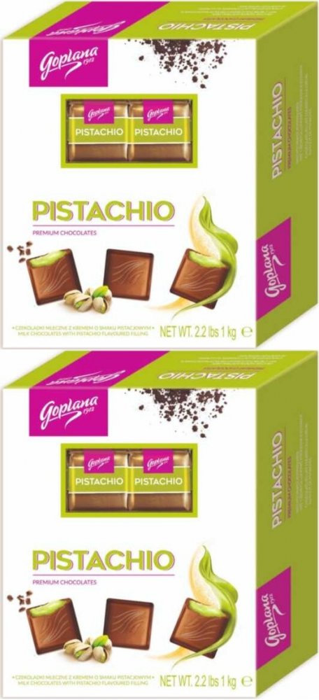2x Bombonierka Goplana Pistachio Czekoladki z klasą, pistacjowy z nadzieniem alkoholowym, 1kg