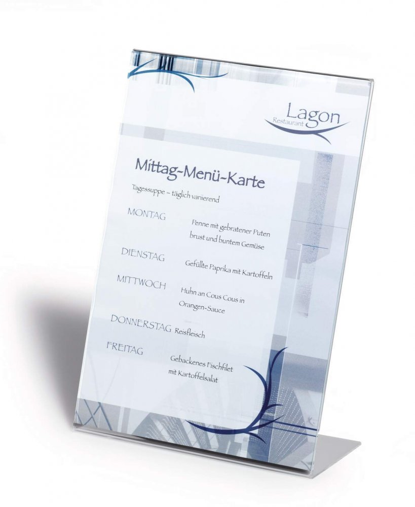 Stojak na prospekty Durable, typ L, A4, przezroczysty