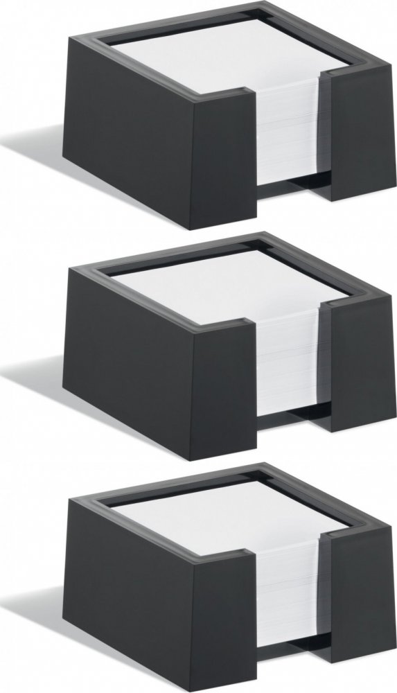 3x Pojemnik z białymi karteczkami Durable Visifix Cubo, 115x115x60mm, 500 karteczek (90x90mm), czarny