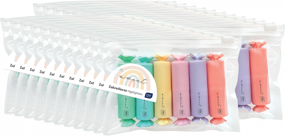 24x Zakreślacz Interdruk Candy, ścięta, 6 sztuk, mix kolorów pastelowych