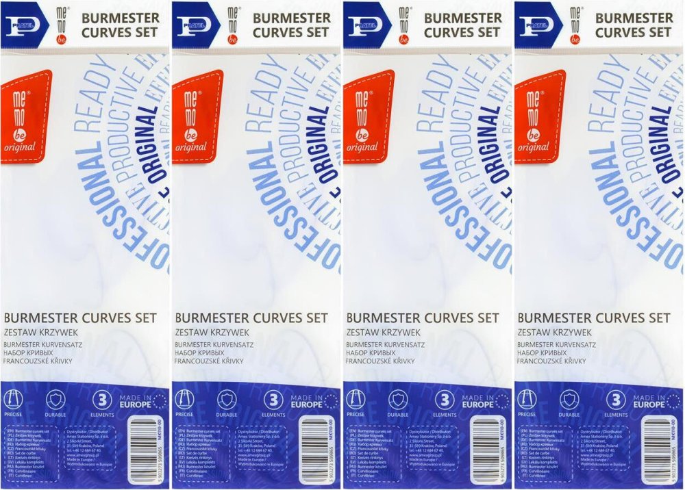 4x Zestaw krzywek MemoBe by Pratel, 3 elementy, transparentny