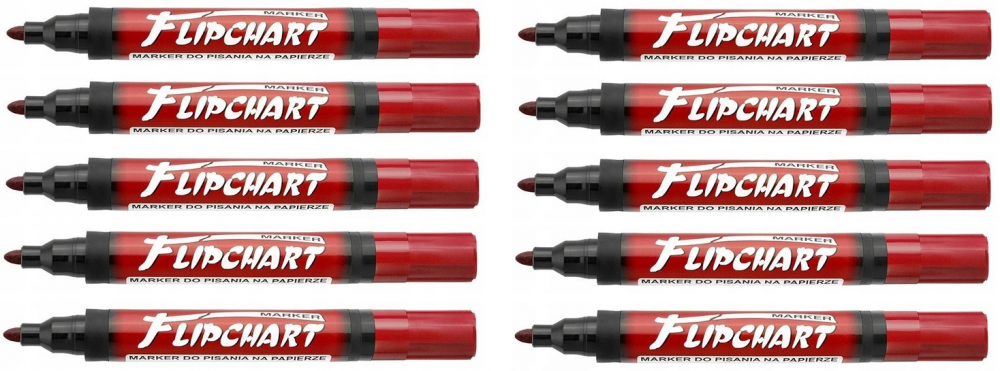 10x Marker do flipchartów Kamet Standard, okrągła, 5mm, czerwony