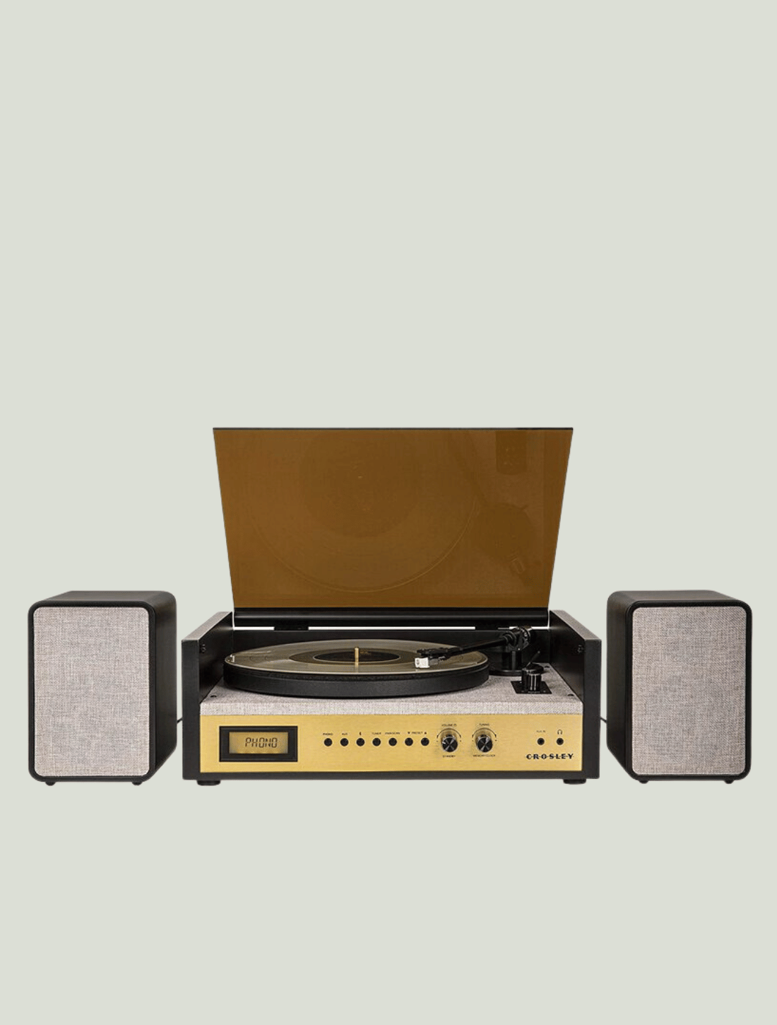 Gramofon CROSLEY Coda 2-biegowy z Bluetooth i system półki z radiem FM