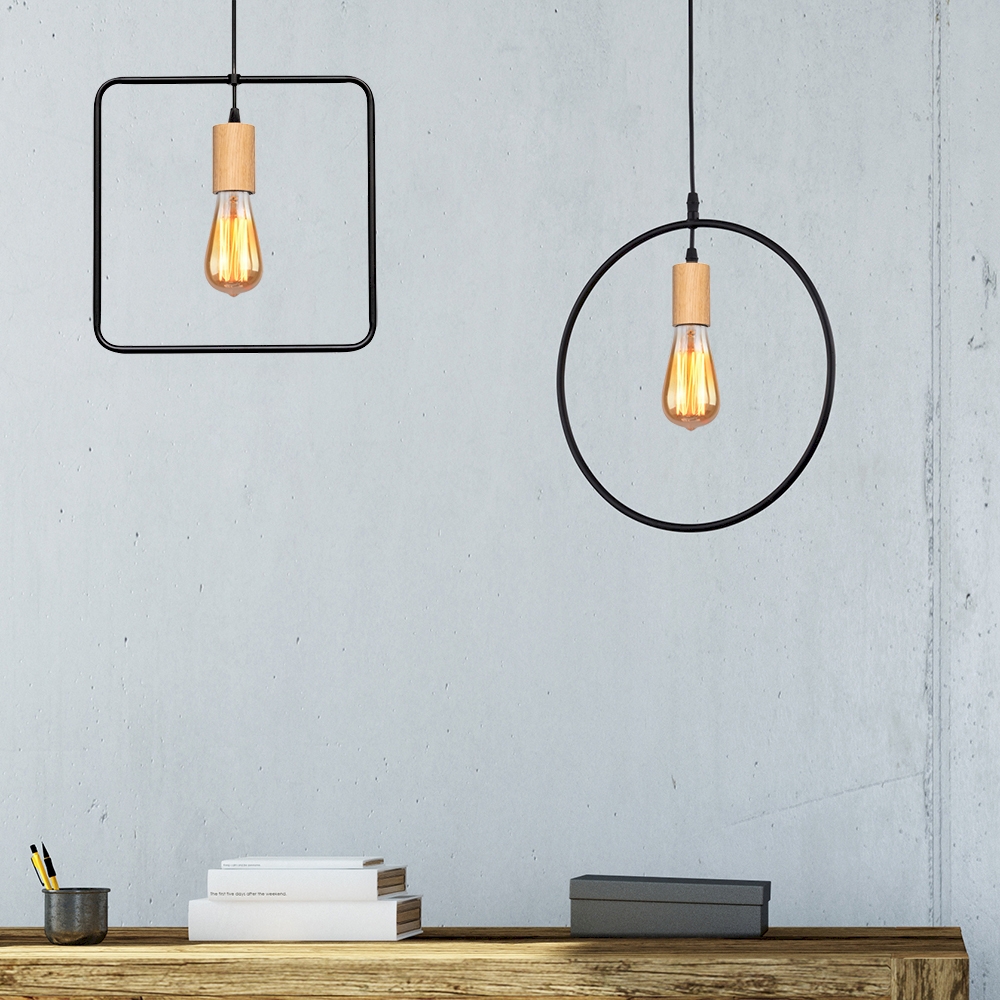 Spot-Light Carsten Wood lampa wisząca 1x60W czarny/dąb olejowany 1651174