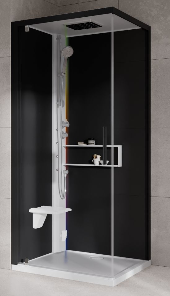 Novellini Glax 2 2.0 G+F kabina z hydromasażem 80 cm kwadratowa lewa parowa z brodzikiem biała G22GF80ST5-1UH