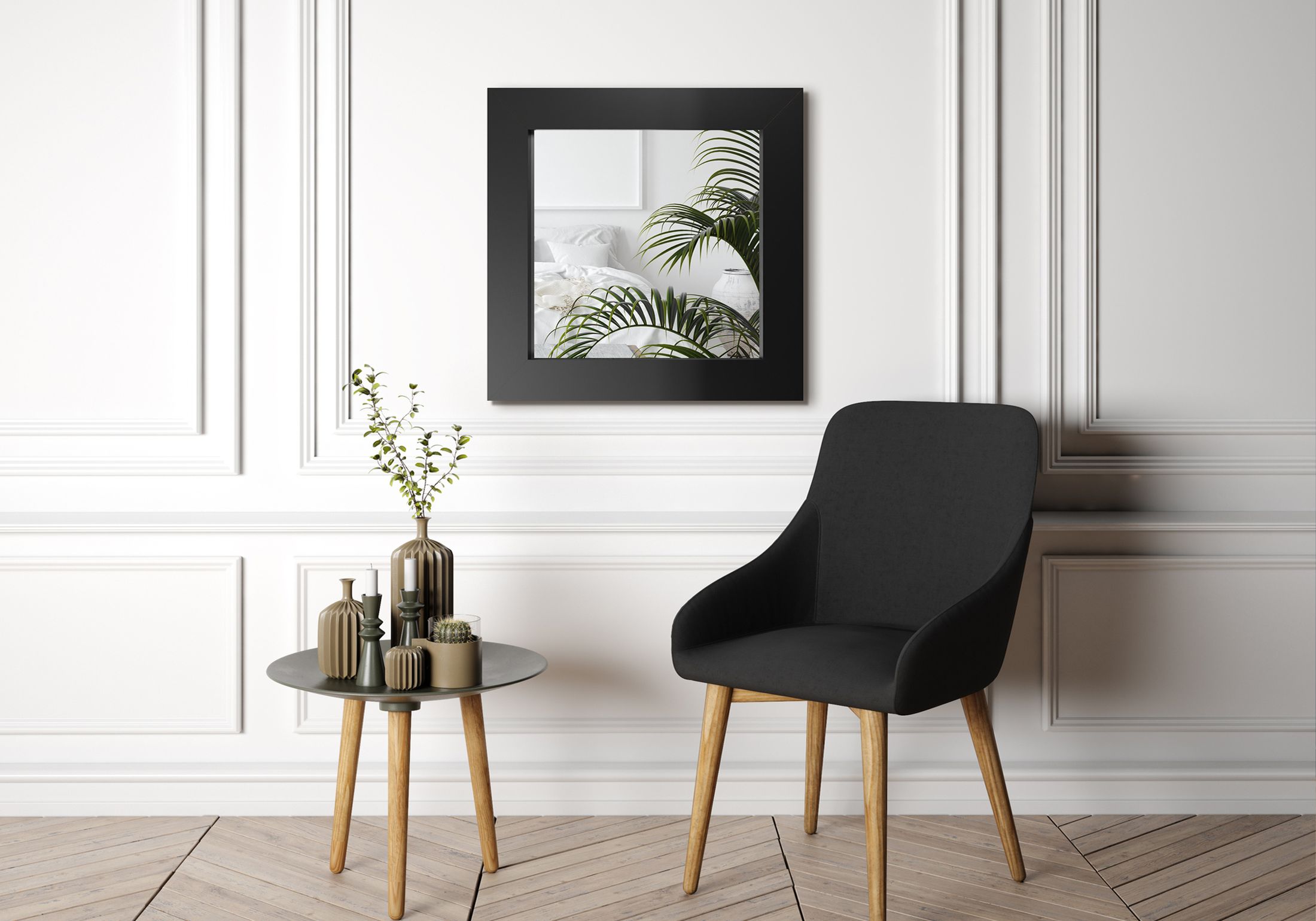 Styler Jyvaskyla lustro 60 cm kwadratowe czarne LU-12325 - Wysyłka w 24h