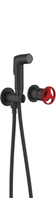 Sea-Horse Loftea Black+Red bateria bidetowa z zestawem prysznicowym podtynkowa czarna BJV408/1B-R1