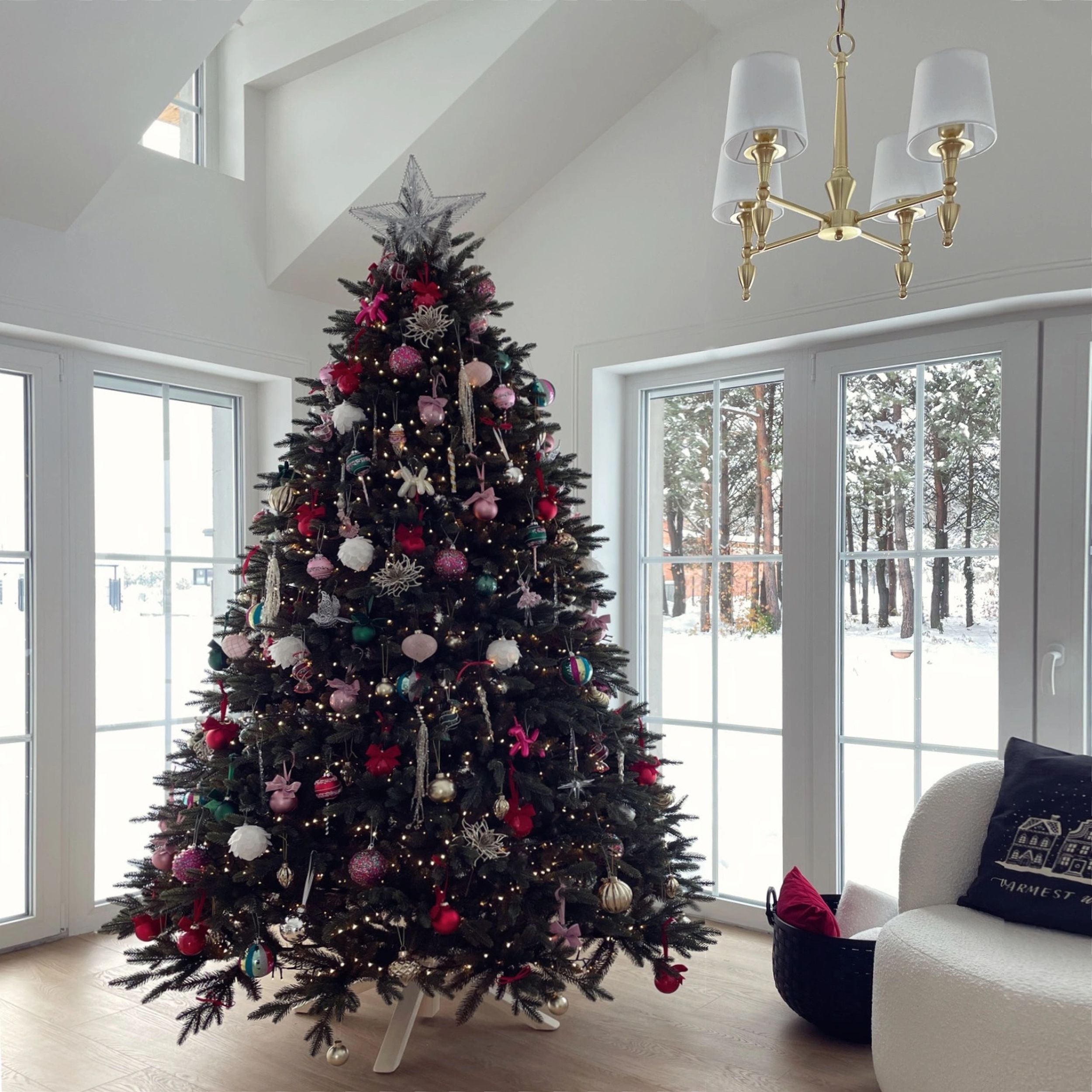 CosmoLight Austin lampa wisząca 4x40W biały/mosiądz P04159BR-WH